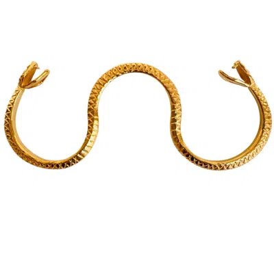 Aki Roc Jewelry Women's Three- Finger Doubled Head Snake Ring -gold