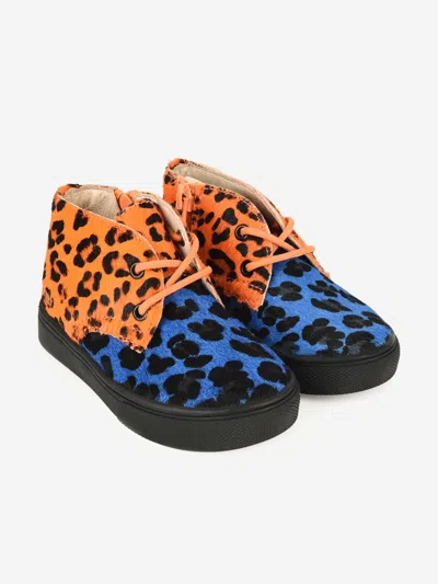 Akid Kids' Leopard Pony Hair Knight Shoes Eu 33 Uk 1 Orange