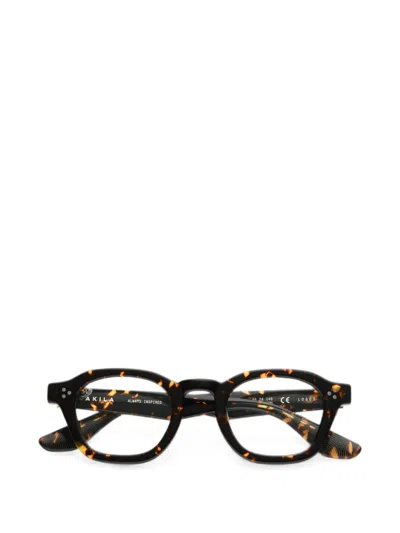 Akila Logos Geometric-frame Glasses In Black