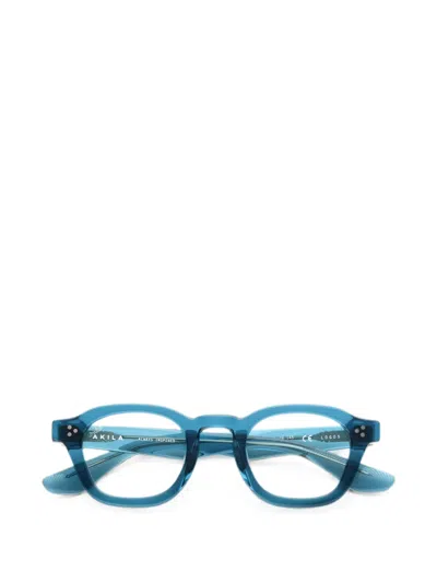 Akila Logos Round-frame Glasses In Blue