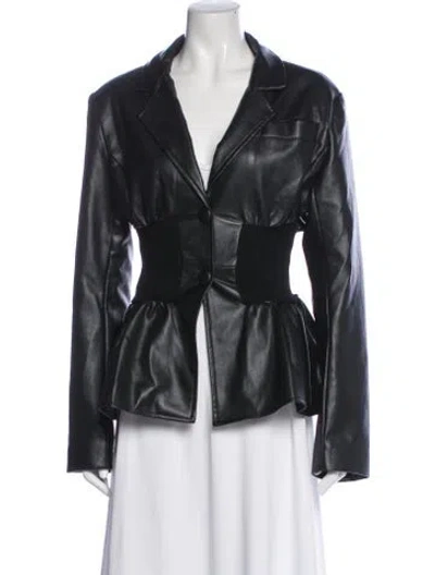 Pre-owned Akira Faux Leather Blazer In Black