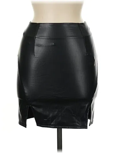 Pre-owned Akira Faux Leather Skirt In Black