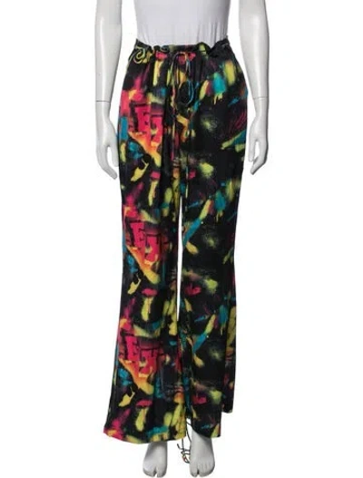 Pre-owned Akira Graphic Print Wide Leg Pants In Black