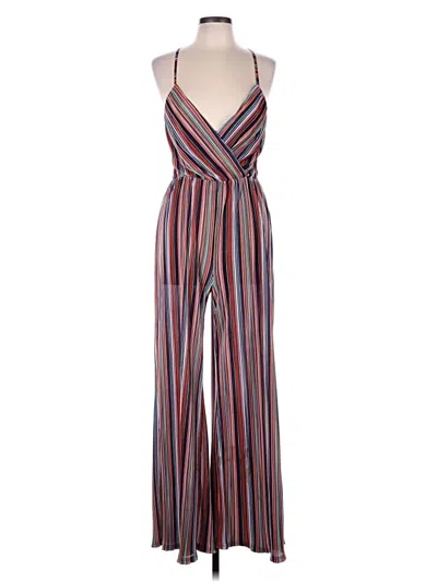 Pre-owned Akira Jumpsuit In Burgundy