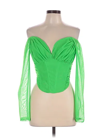 Pre-owned Akira Long Sleeve Blouse In Green