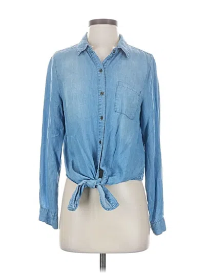 Pre-owned Akira Long Sleeve Button Down Shirt In Blue