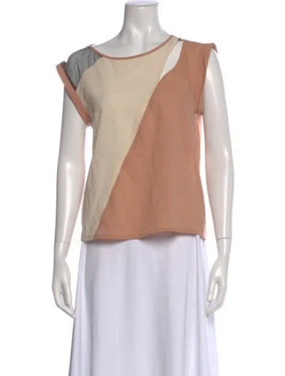 Pre-owned Akira Naka Colorblock Pattern Asymmetrical Top In Neutral