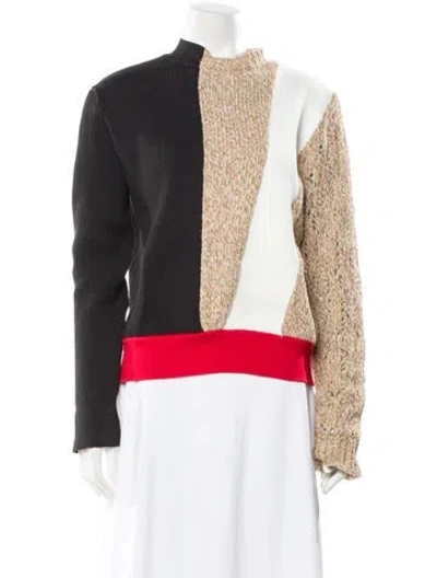 Pre-owned Akira Naka Colorblock Pattern Crew Neck Sweater In Neutral