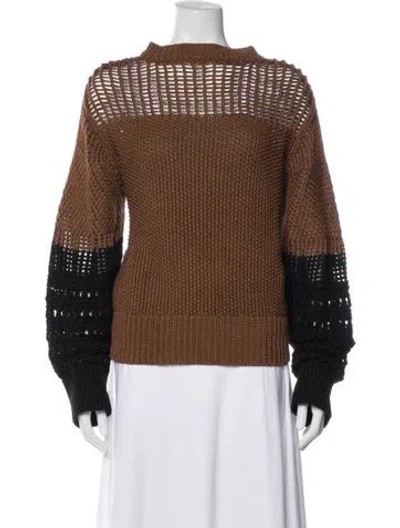 Pre-owned Akira Naka Colorblock Pattern Mock Neck Sweater In Brown