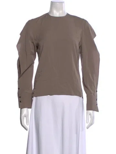 Pre-owned Akira Naka Crew Neck Long Sleeve Blouse W/ Tags In Neutral