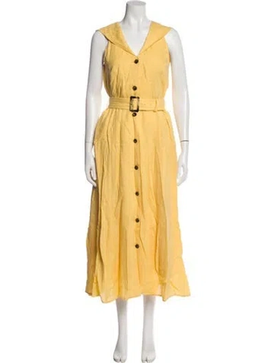 Pre-owned Akira Naka Linen Long Dress In Yellow