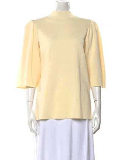 Pre-owned Akira Naka Mock Neck Three-quarter Sleeve Sweatshirt W/ Tags In Yellow