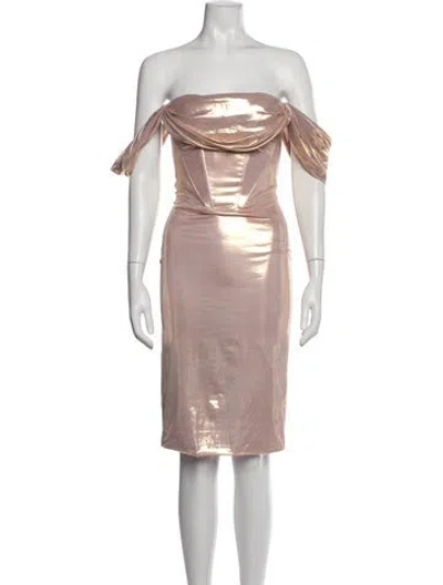 Pre-owned Akira Off-the-shoulder Knee-length Dress In Purple