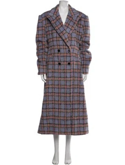 Pre-owned Akira Plaid Print Coat In Pink/purple
