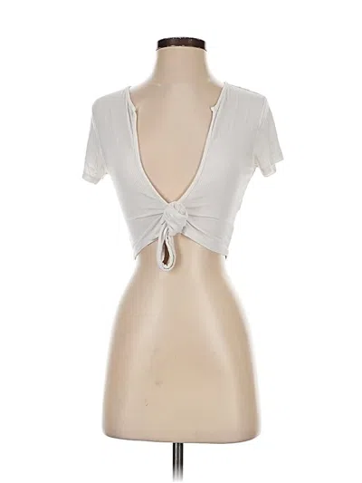 Pre-owned Akira Short Sleeve Top Silver Sweetheart Neckline Tops