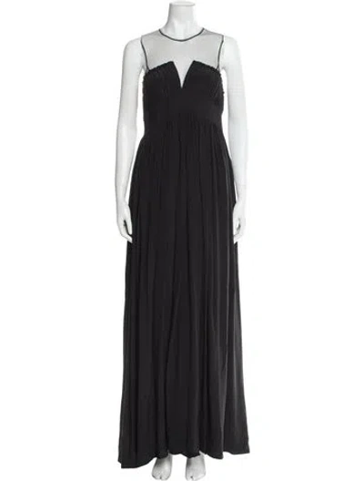Pre-owned Akira Silk Long Dress In Black