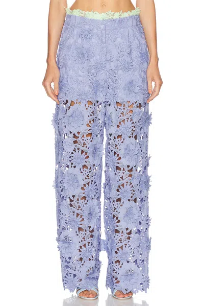 Aknvas Adrian Floral Lace Pant In Delph Blue