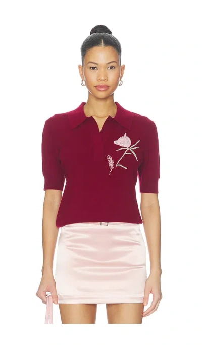 Aknvas Ailey Cashmere Wool Blend Polo With Embroidery In Burgundy