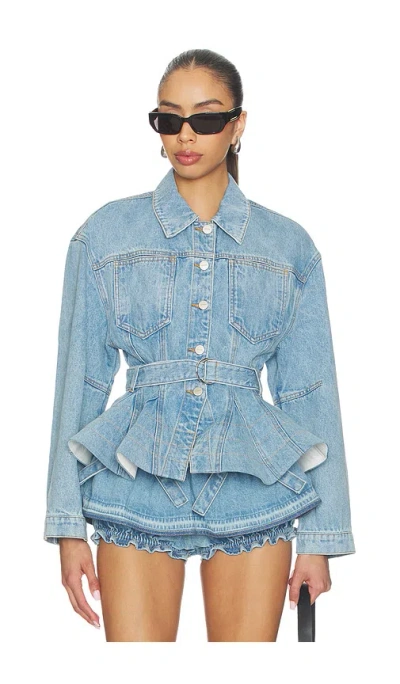 Aknvas Alex Peplum Denim Jacket In Gray