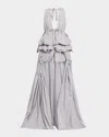 Aknvas Alexandrina Tiered High-low Gown In Gray