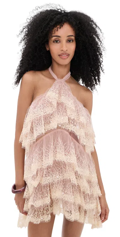 Aknvas Angelica Ruffle Tiered Dress Nude In Neutral