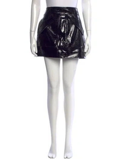 Pre-owned Aknvas Animal Print Mini Skirt In Black