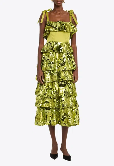 Aknvas Asta Sequin Dress In Green