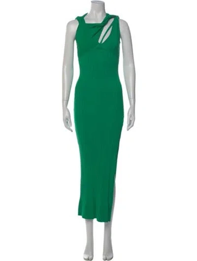 Pre-owned Aknvas Asymmetrical Long Dress In Green