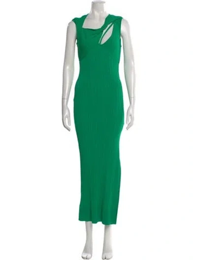 Pre-owned Aknvas Asymmetrical Long Dress In Green