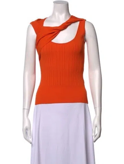 Pre-owned Aknvas Asymmetrical Sleeveless Top In Orange