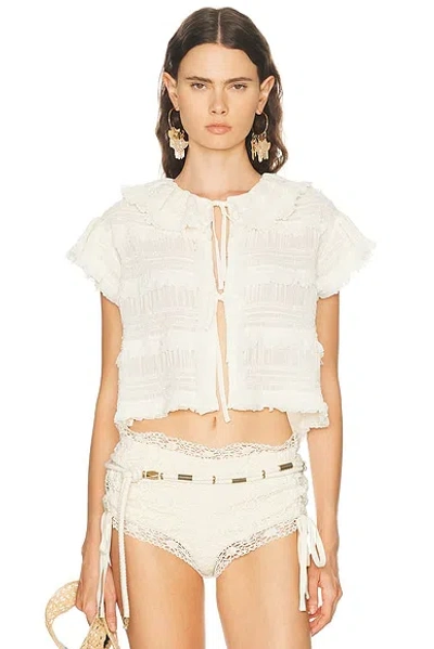 Aknvas Audra Ruffled Blouse In Neutral