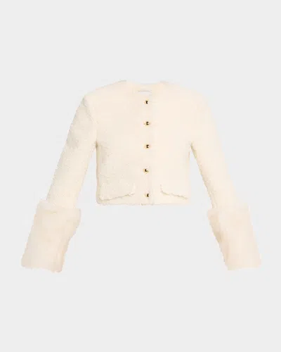 Aknvas Barnette Faux Fur Blazer In Cream