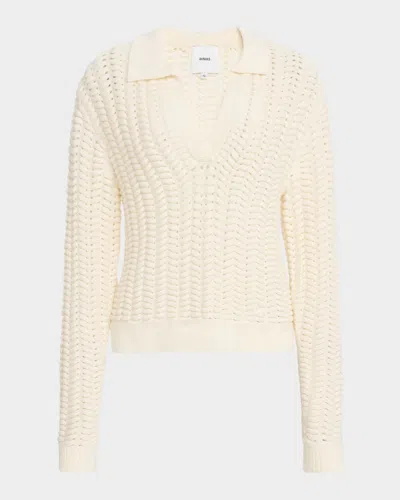 Aknvas Bea Cable-knit Wool Sweater In Bianco