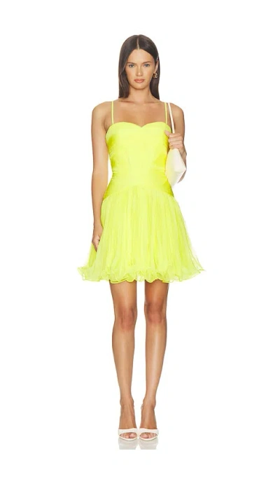 Aknvas Canary Micropleated Cocktail Dress In Yellow
