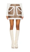 Aknvas Cherry Faux-fur Trim Mini Skirt In Brown