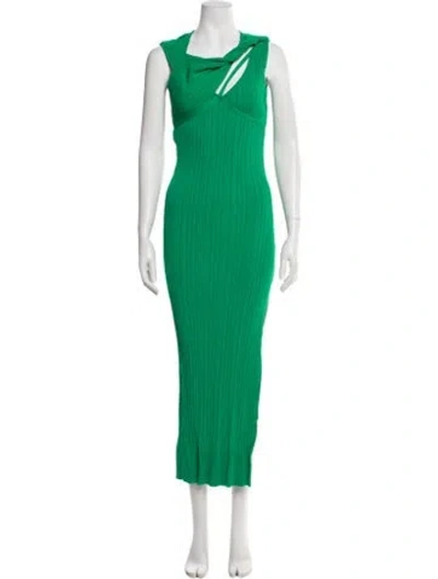 Pre-owned Aknvas Cowl Neck Long Dress In Green
