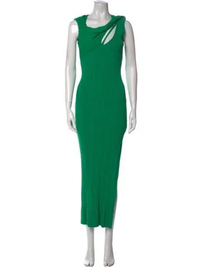 Pre-owned Aknvas Cowl Neck Long Dress In Green