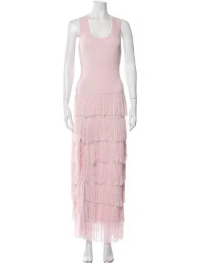 Pre-owned Aknvas Crew Neck Long Dress In Pink