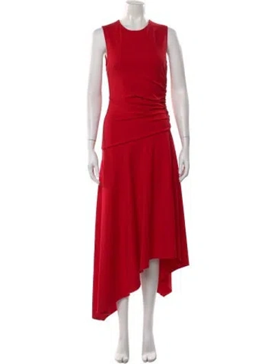 Pre-owned Aknvas Crew Neck Long Dress In Red