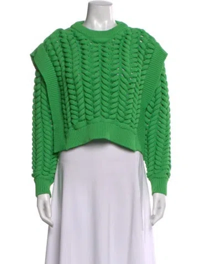 Pre-owned Aknvas Crew Neck Long Sleeve Crop Top In Green