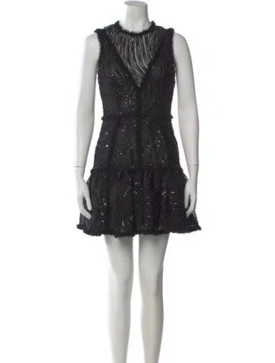 Pre-owned Aknvas Crew Neck Mini Dress In Black