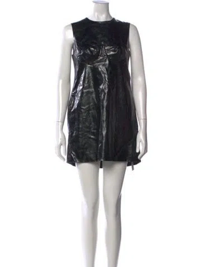 Pre-owned Aknvas Crew Neck Mini Dress In Black