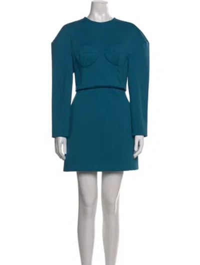 Pre-owned Aknvas Crew Neck Mini Dress In Blue