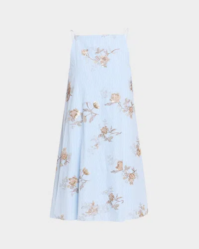 Aknvas D & Apos;orsay Embellished Poplin Dress In Multi Blue