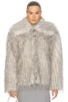 Aknvas Dagmar Short Faux Fur Coat In Gray