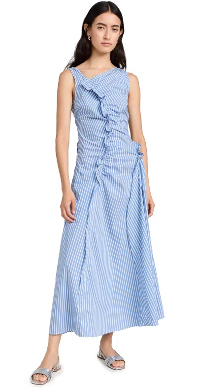 Aknvas Women's Dana Striped Asymmetric Maxi Dress In Sky Blue Stripe