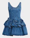 Aknvas Devyn Saxe Blue Denim Ruffle Dress In Blue