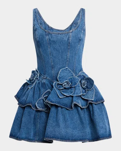 AKNVAS DEVYN DENIM RUFFLE MINI DRESS