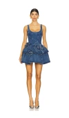 Aknvas Devyn Saxe Blue Denim Ruffle Dress In Saxe Blue