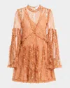 Aknvas Dorian Long-sleeve Lace Dress In Dusk